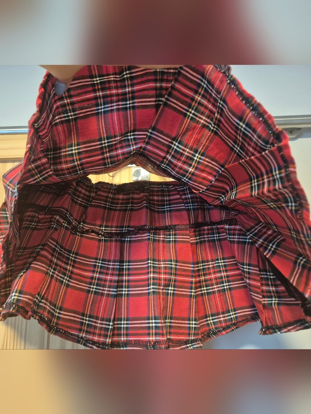 NWT Avidlove Schoolgirl lingerie costume: crop tie front top and red plaid skirt - Picture 5 of 16